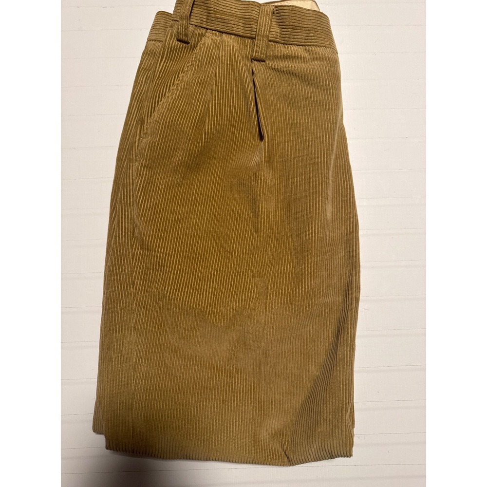 Orvis Mens Pleated Corduroy Pants Tan Brown Wide Wale Cotton Blend Size 36